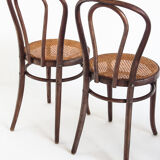 Set of 4 chairs. Bentwood and canning. Vintage. France, 50s