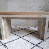 Oak and travertine coffee table