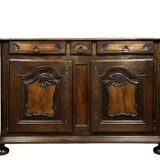 Louis XIII period Burgundy sideboard in solid oak and walnut circa 1680