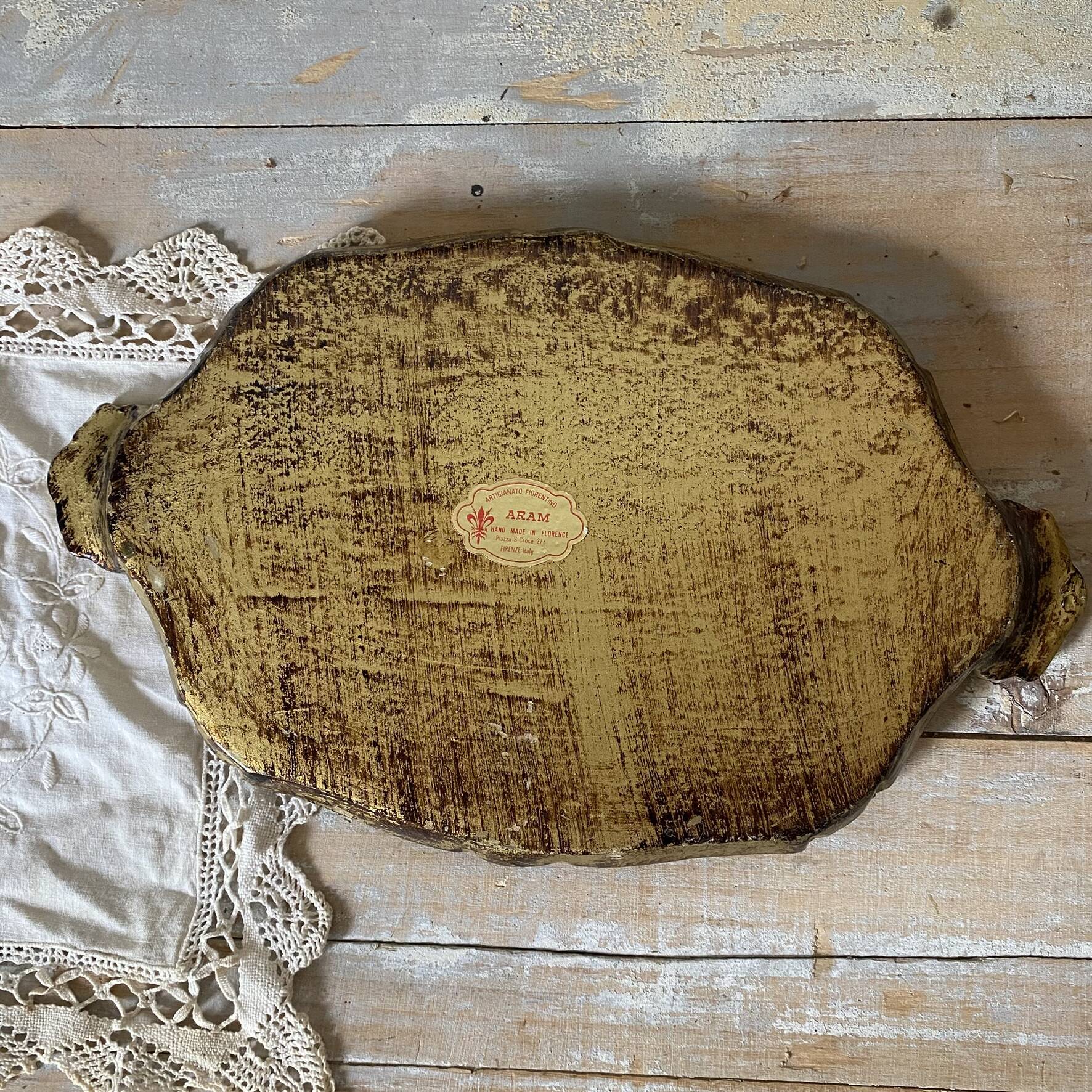 Small ochre and gold Florentine tray