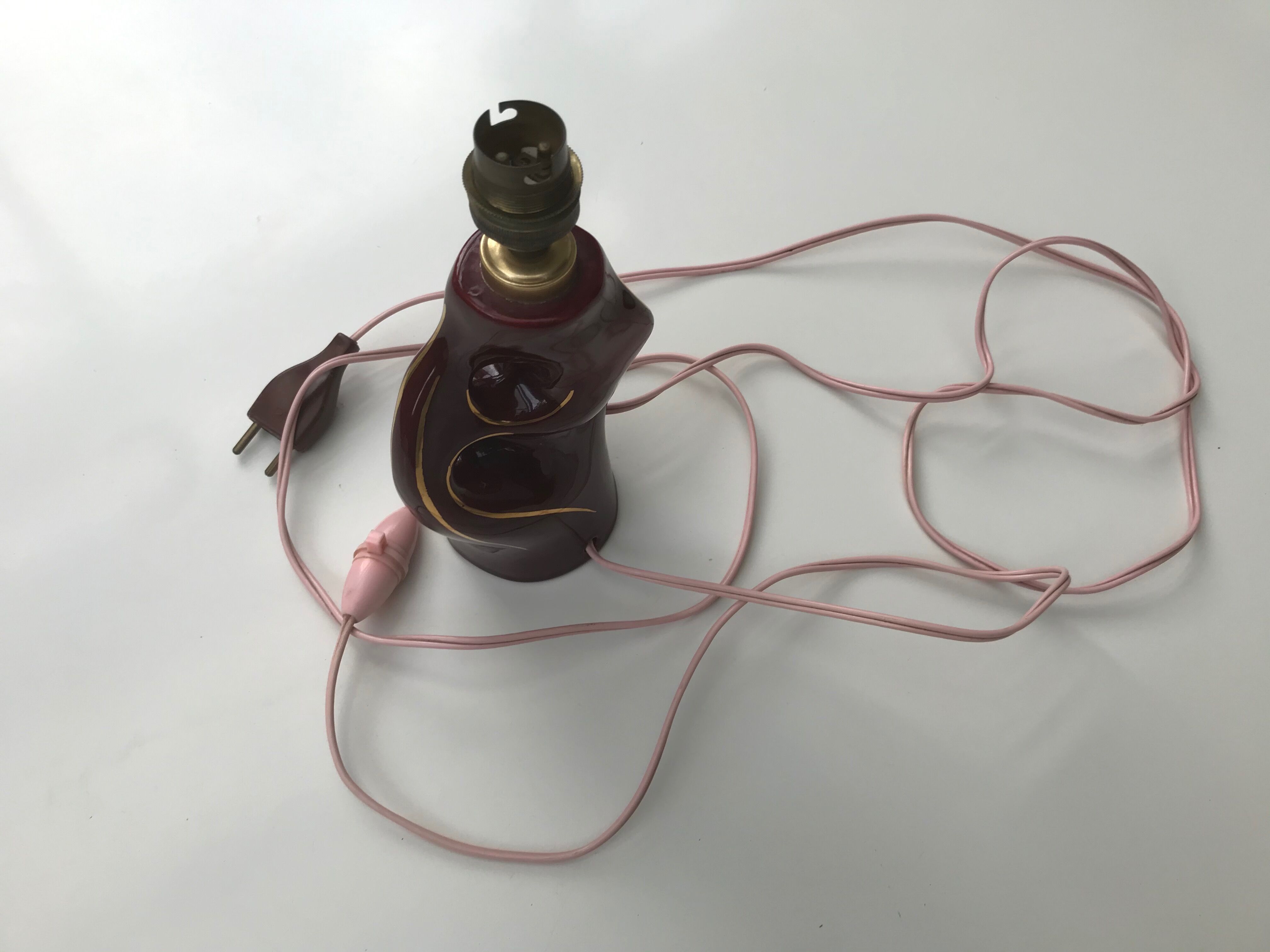 Former dark red ceramic lamp foot Year 50