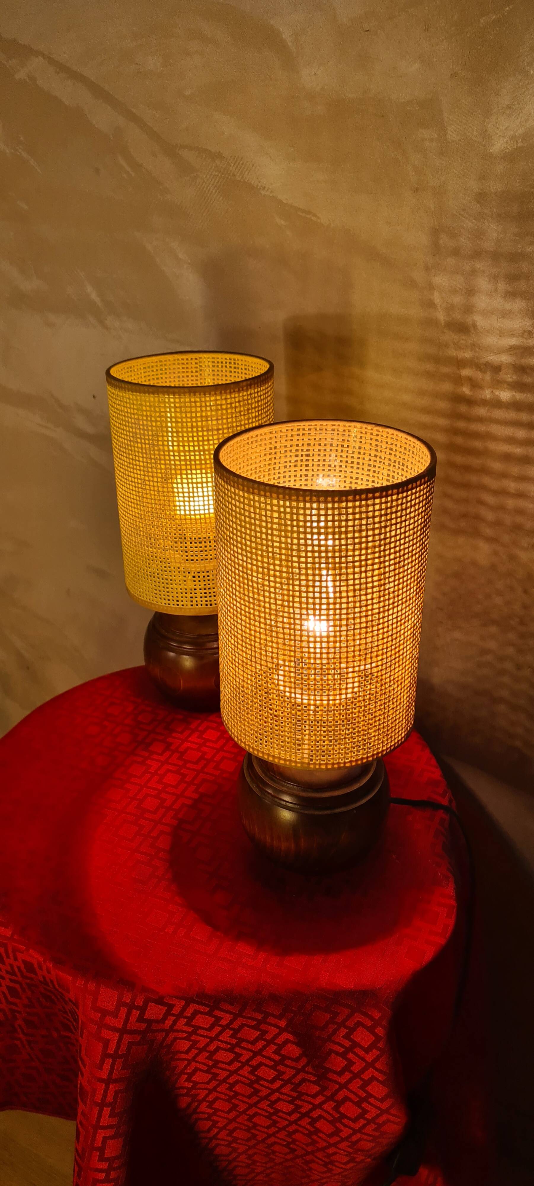 Pair of solid wood ball lamps, Scandinavian style bedside lamps, 33x14