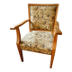 Vintage Salon Armchair with Floral Tapestry Upholstery and Scroll Armrests