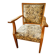Vintage Salon Armchair with Floral Tapestry Upholstery and Scroll Armrests
