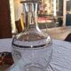 Blown glass decanter, engraved and chiselled. Made in France.