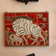Wall panel "The Zebras" in ceramic signed by Jeanine Weymeers, circa 1970.