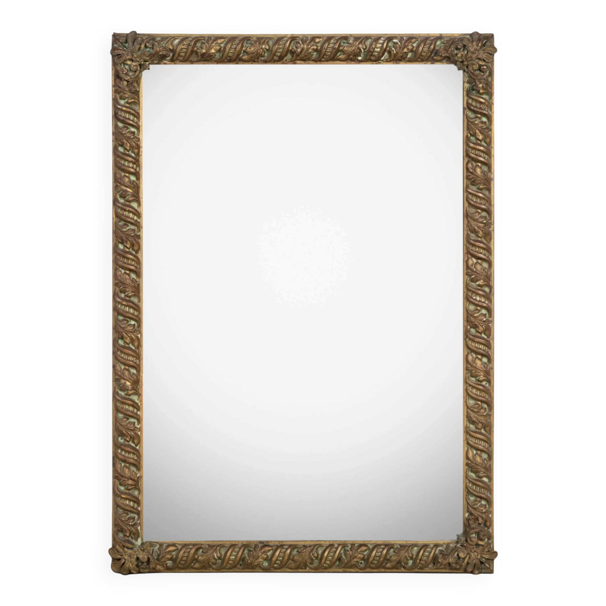 Rectangular copper mirror in Arts & Crafts style