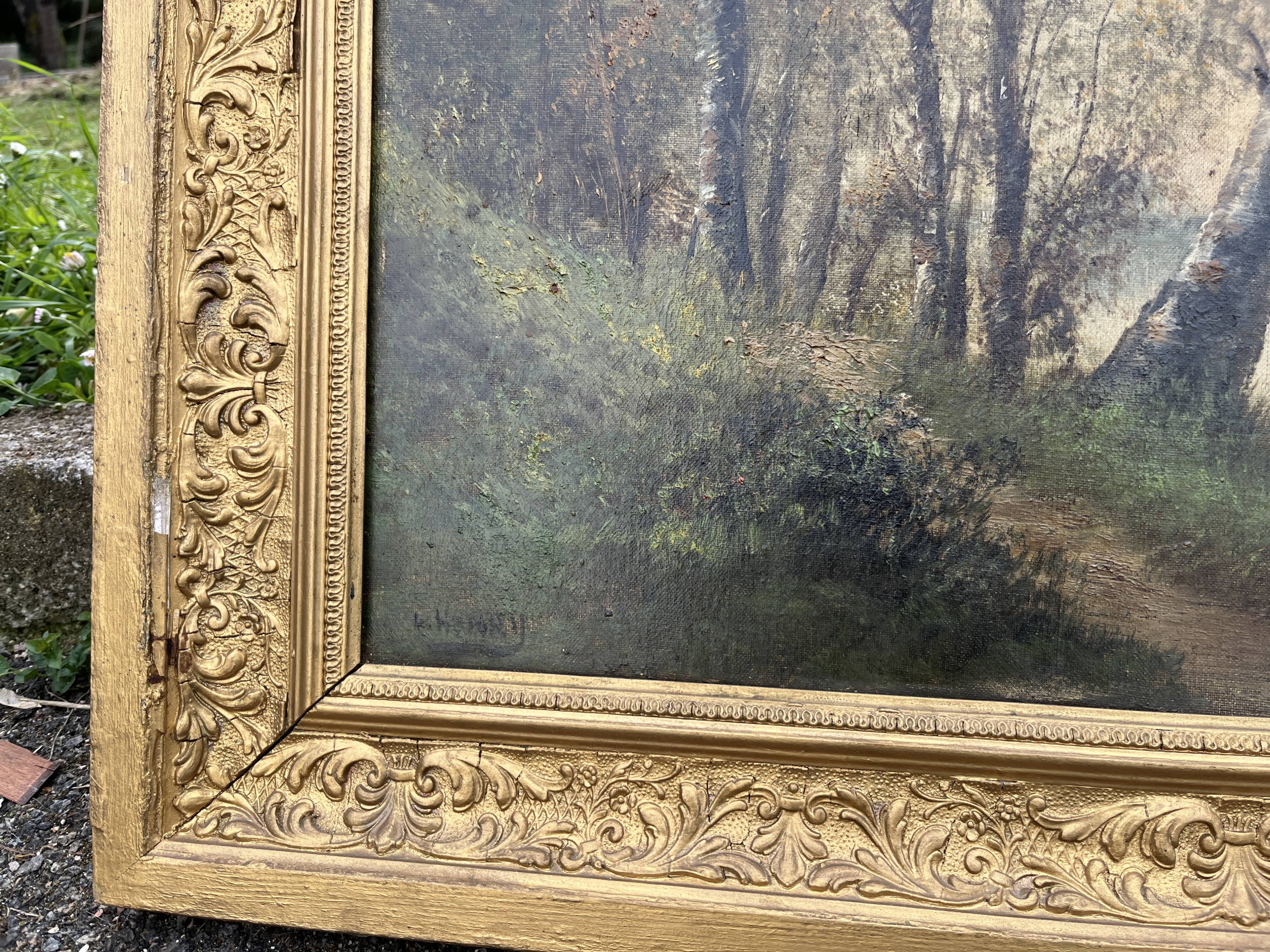 Pair of old paintings signed Henry – Countryside landscapes