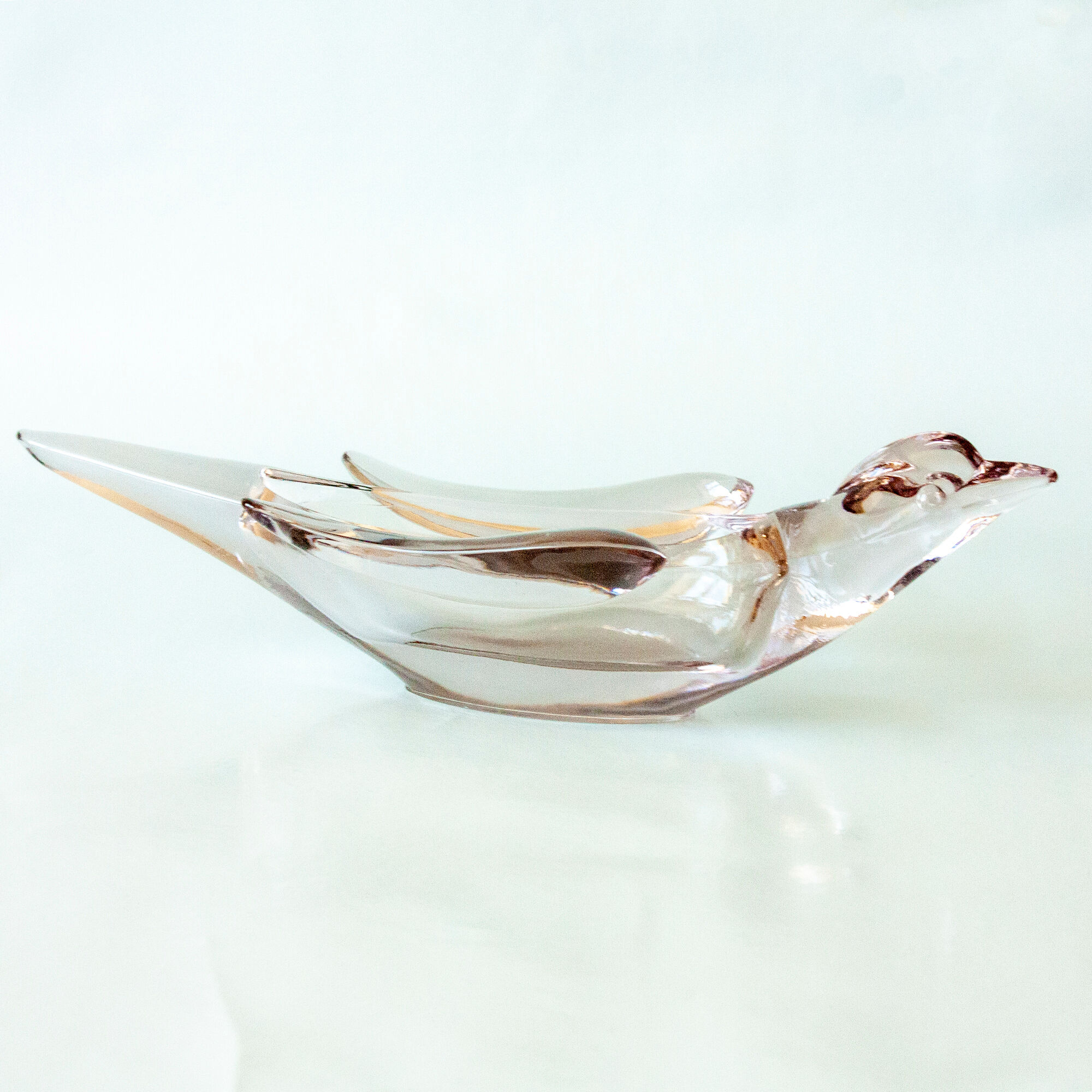 Art Vannes FRANCE ビンテージ　クリスタル　鳥　アート　オブジェ French vintage art glass bird dish bowl art vannes crystal clear