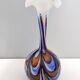 Grand vase en verre orange, blanc et bleu par Opaline Florence, Italie