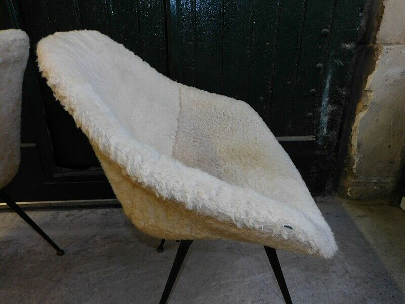 Pair of haired armchairs 1960