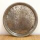 Large traditional oriental silver-plated metal tray