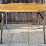 Console, table, raw wood, metal, vintage