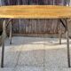 Console, table, bois brut, métal, vintage