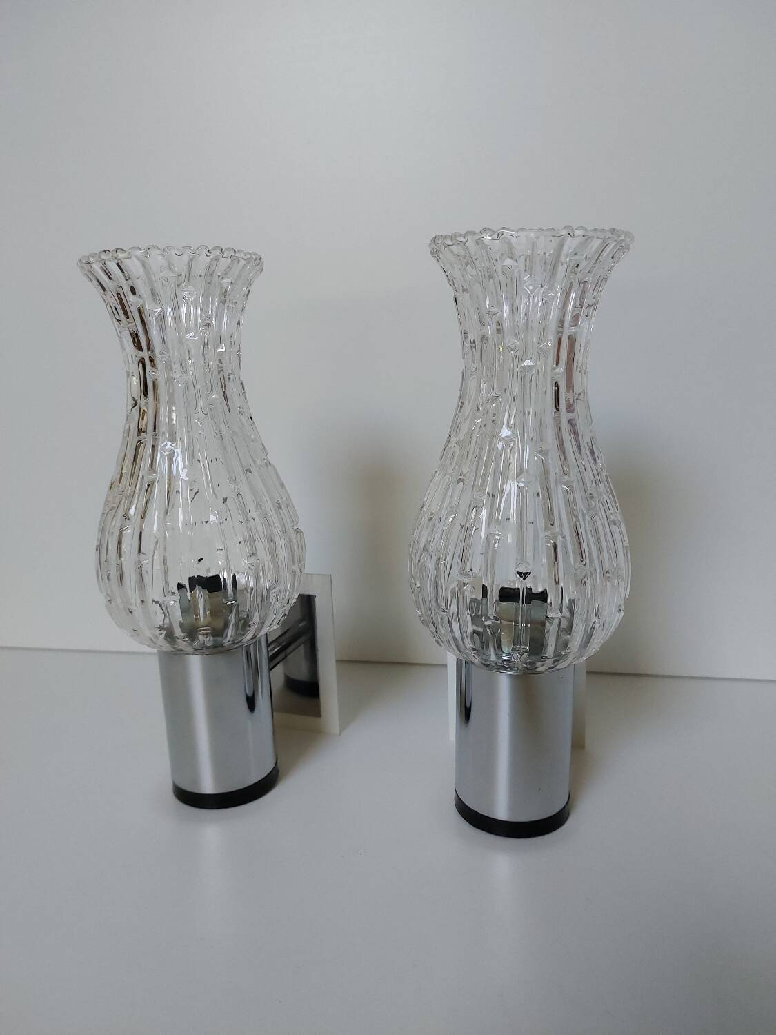 Italian chrome glass tulip wall lights 70s