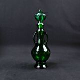 Vintage 70s green Empoli glass genie carafe bottle