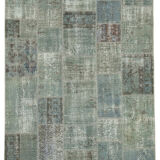 Hand-knotted oriental overdyed 174 cm x 240 cm grey patchwork carpet