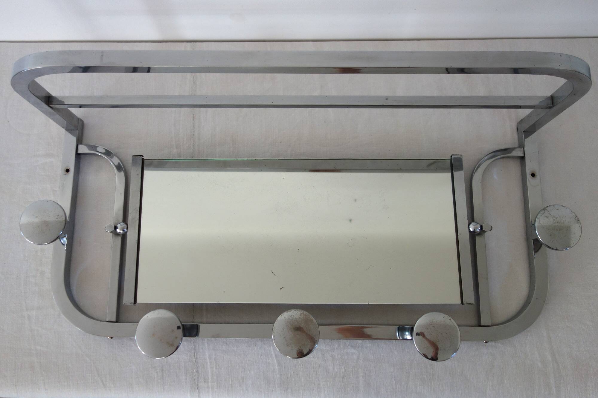 Chrome metal wall coat rack 1930s France