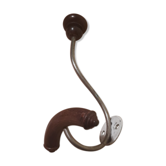 Old hook, coat rack/hat wood and metal, circa 1940's