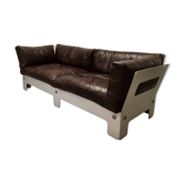 3-seater sofa in leather and anodised aluminium by Sigurd Ressel 1968