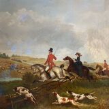 Partie de chasse école anglaise du XIXeme siècle