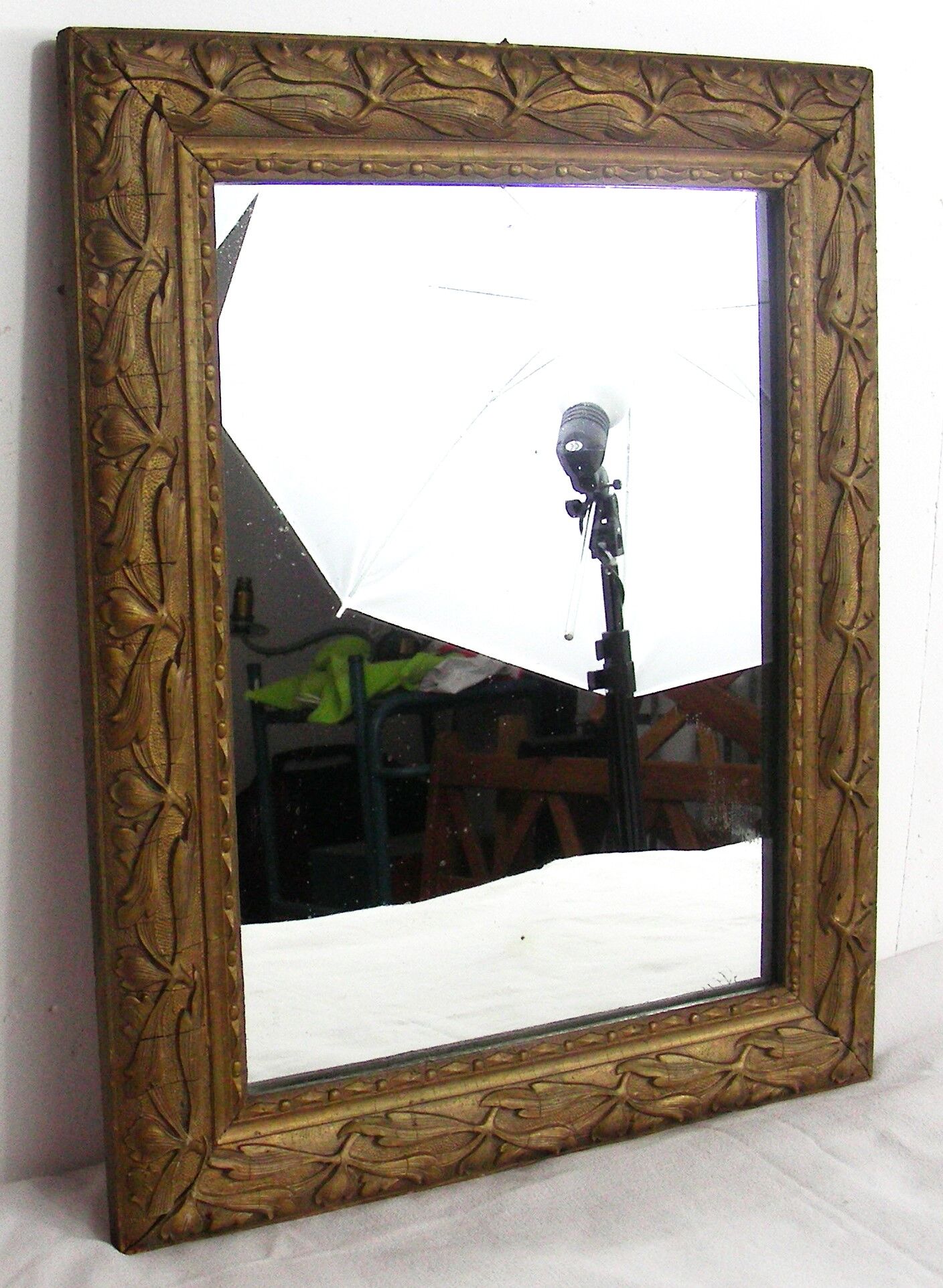 Mirror wooden gold stucco nineteenth 49 x 40 cm