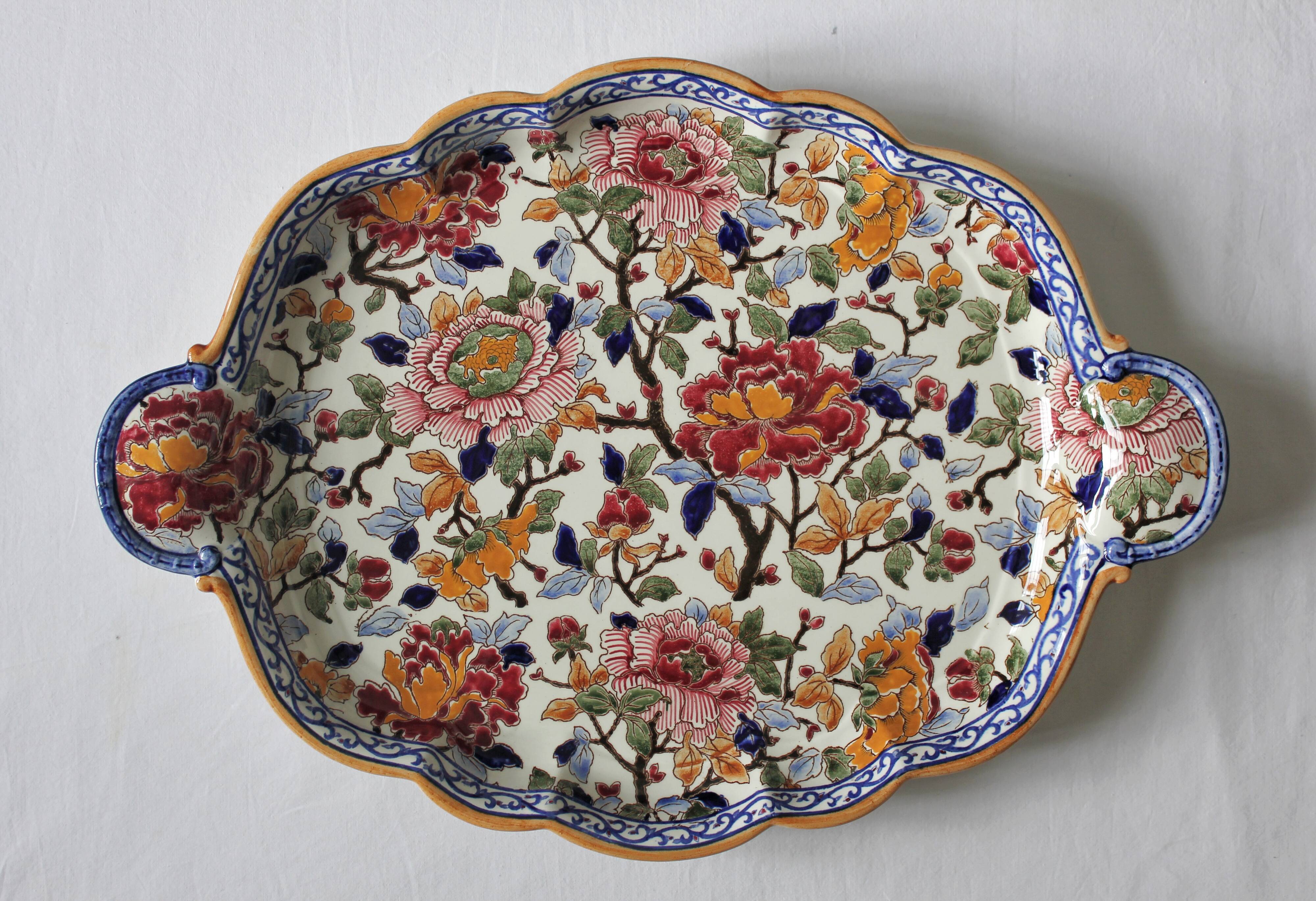 Polylobed dish Peonies earthenware of Gien