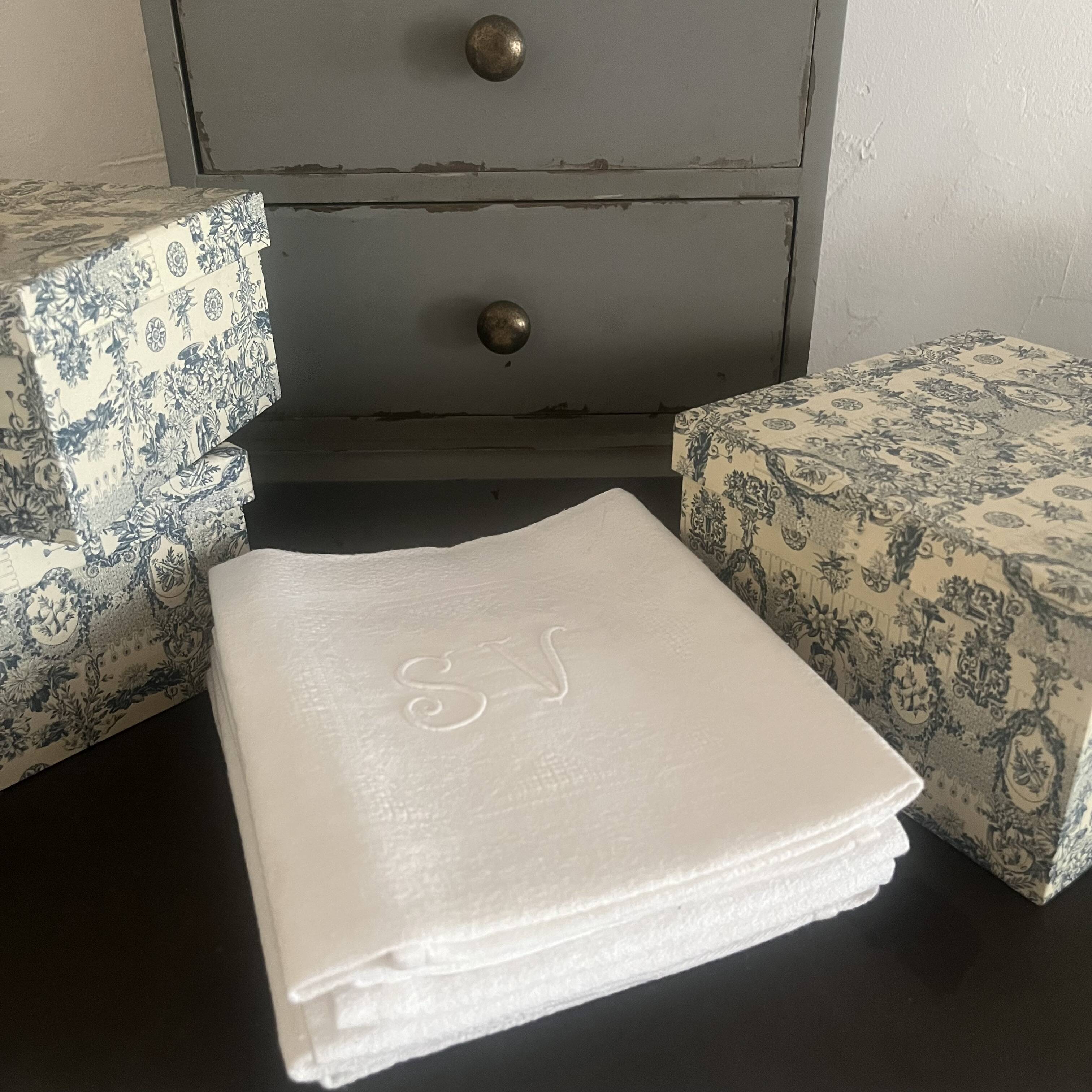 6 serviettes de table en damassé, monogramme