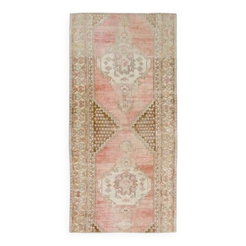 3x6 Turkish Pale Red & Brown Oriental Vintage Rug, 95x196Cm