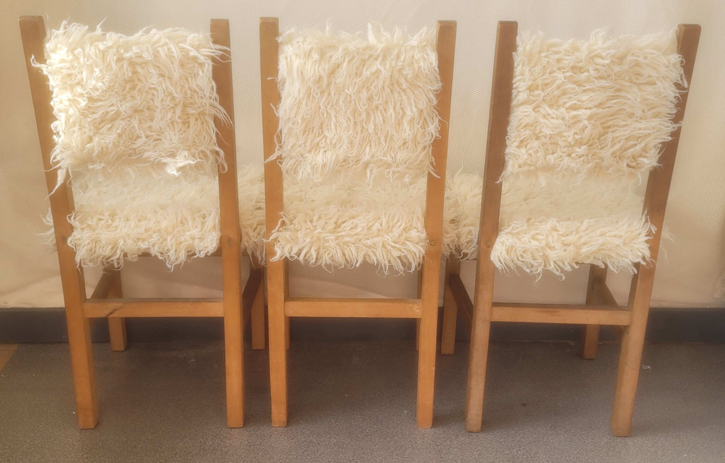 Chairs moumoute wood and wool deco savoyard chalet