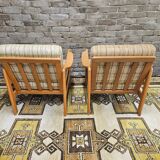 Pair of vintage scandinavian armchairs 1970 scottish fabric