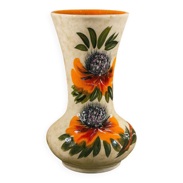 Vase vintage en céramique signé Roy – Décor Main – Années 60/70