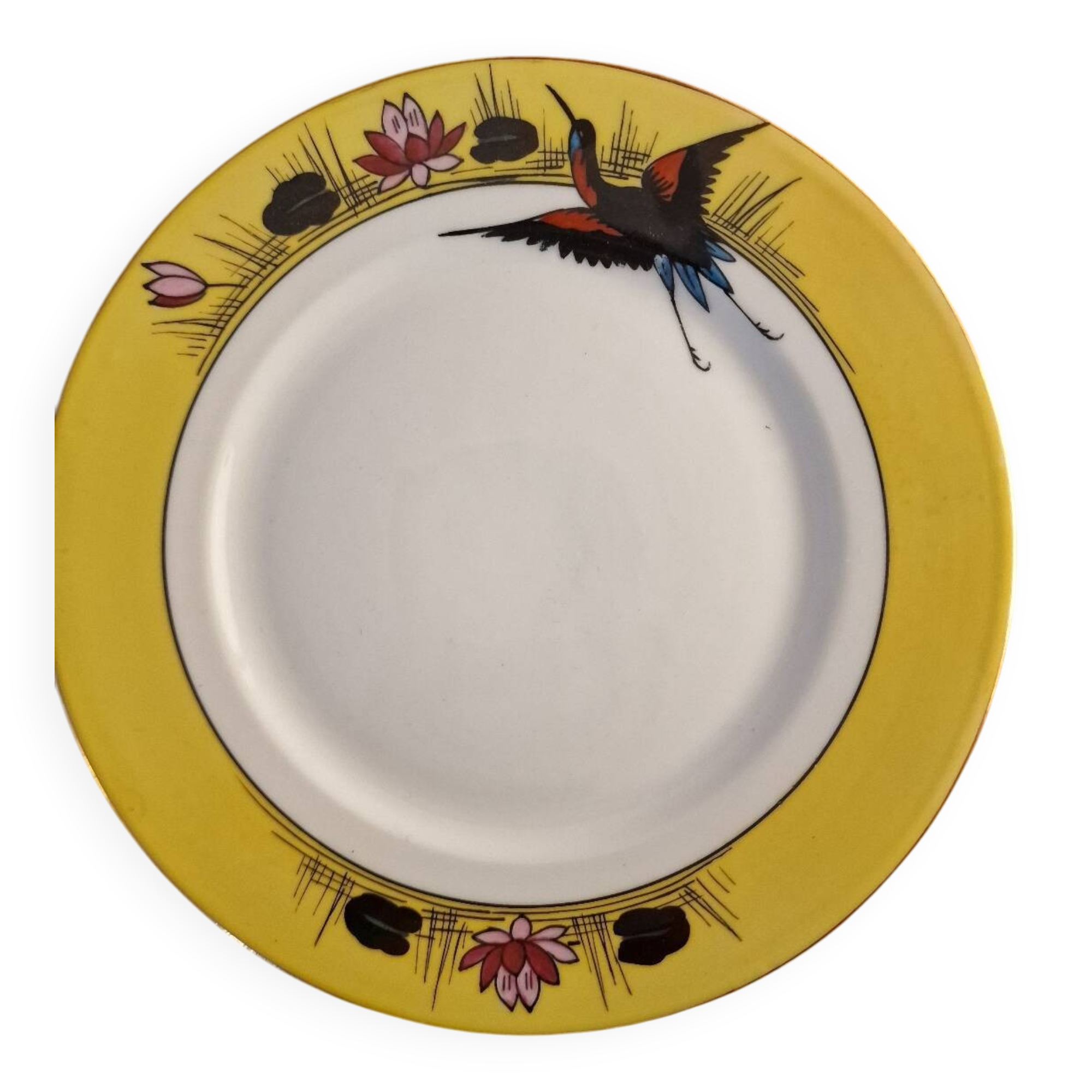 Superb set of 10 limoges porcelain dessert plates, art deco