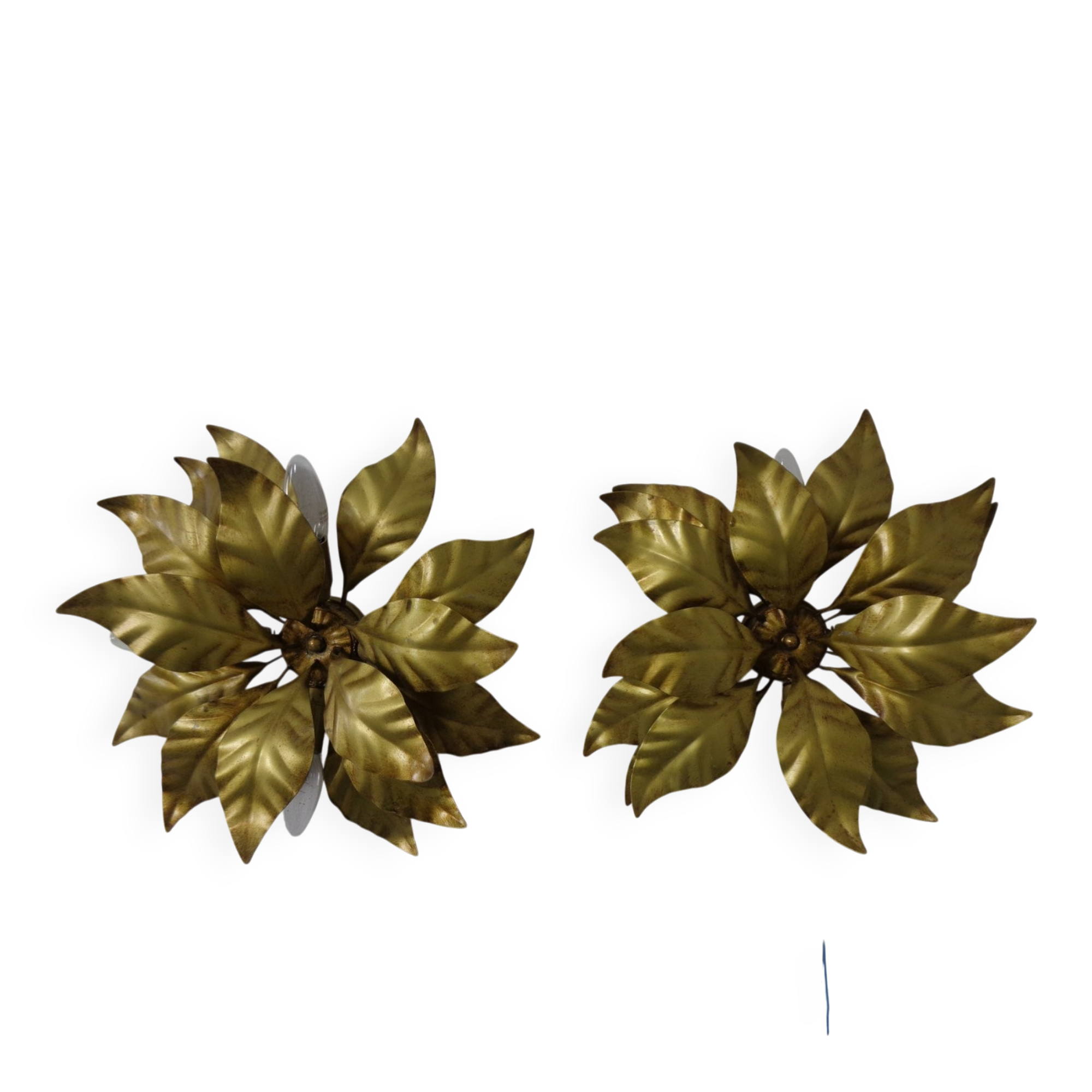 Golden Flower Shape Flushmounts by Hans Kögl, 1970s, Set of 2