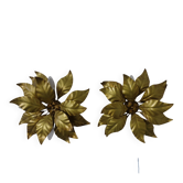 Golden Flower Shape Flushmounts by Hans Kögl, 1970s, Set of 2