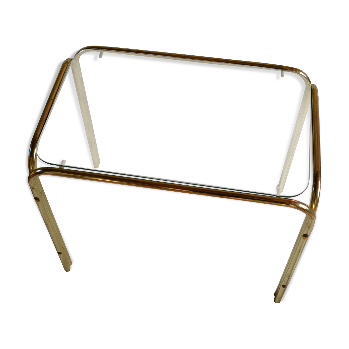 Glass side coffee table 70s