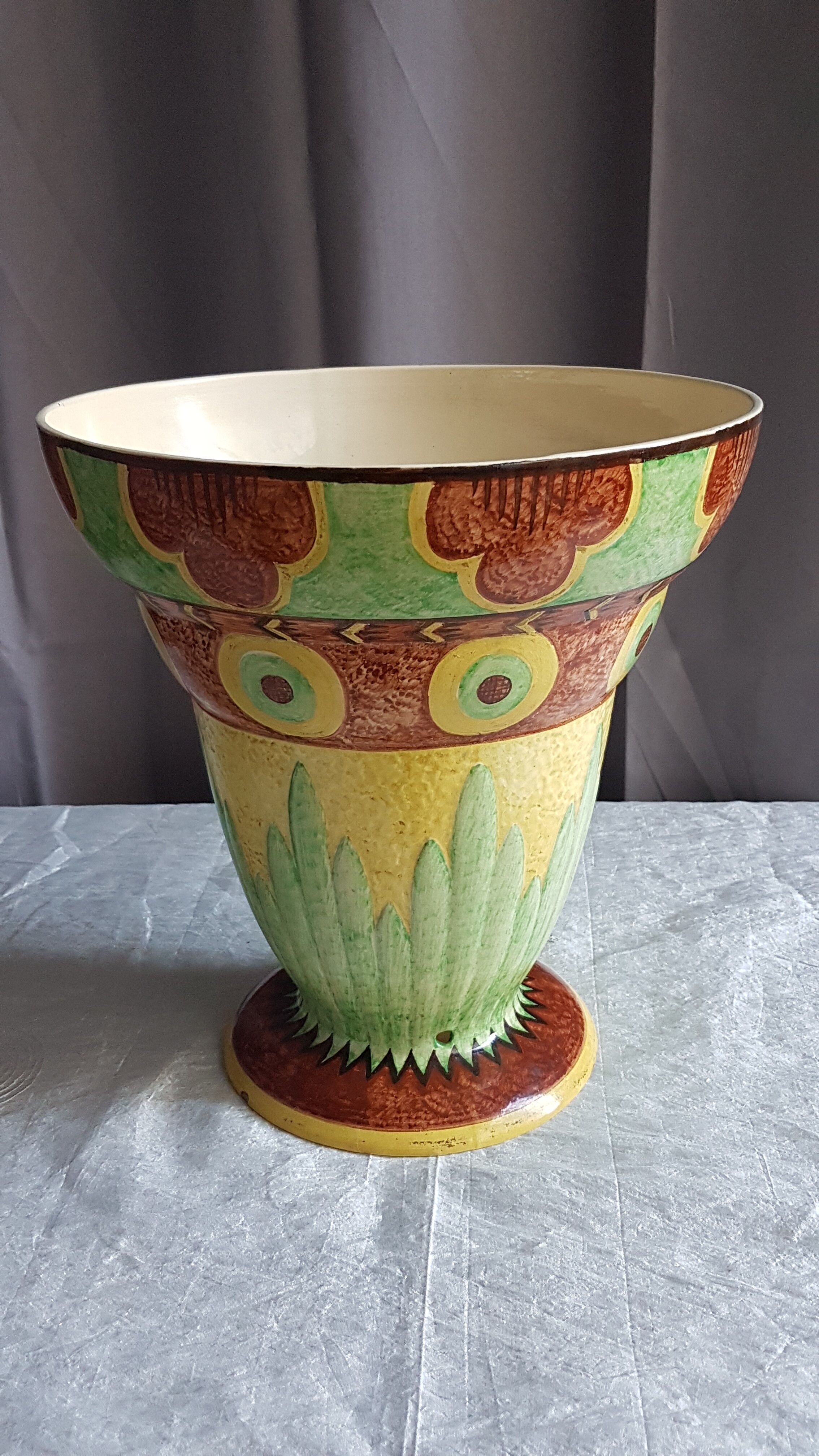 Art-deco vasque lamp in faience