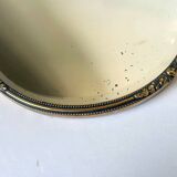 Antique Beveled Mirror with Metal frame Gold colored brass 14 cm diameter