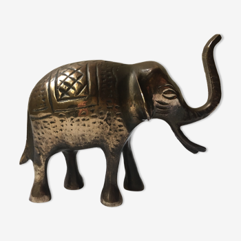 Elephant engraved in gilded brass