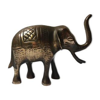 Elephant engraved in gilded brass
