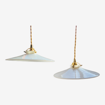 Duo de suspensions en opaline blanche