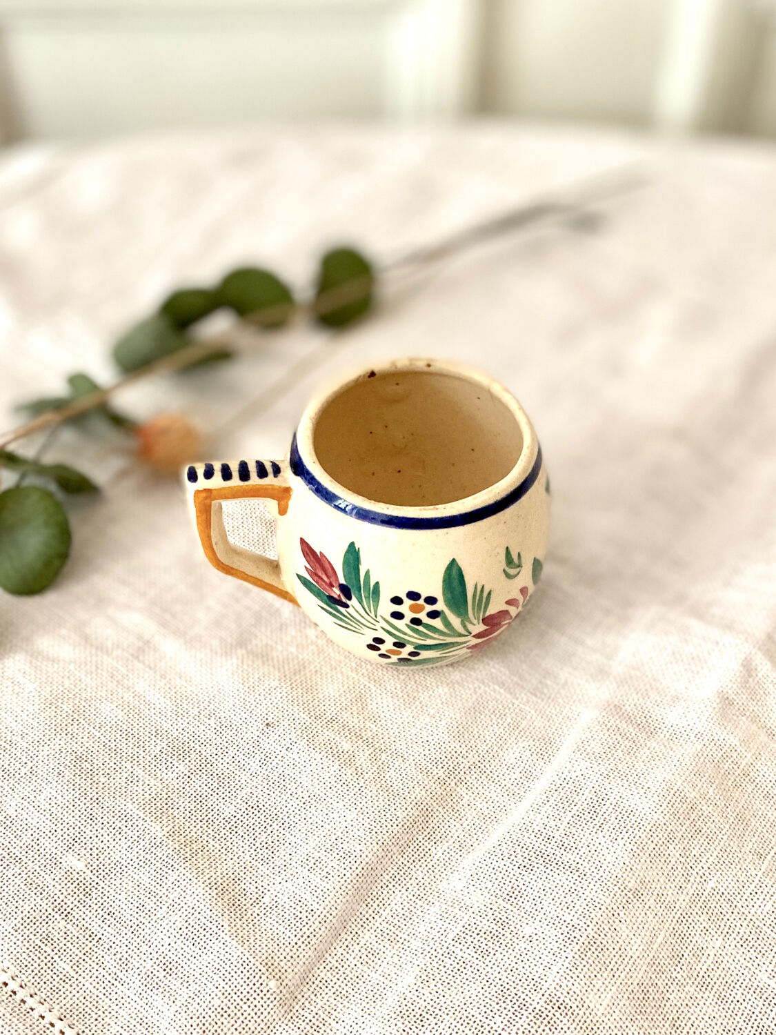 Quimper HB earthenware coffee cup