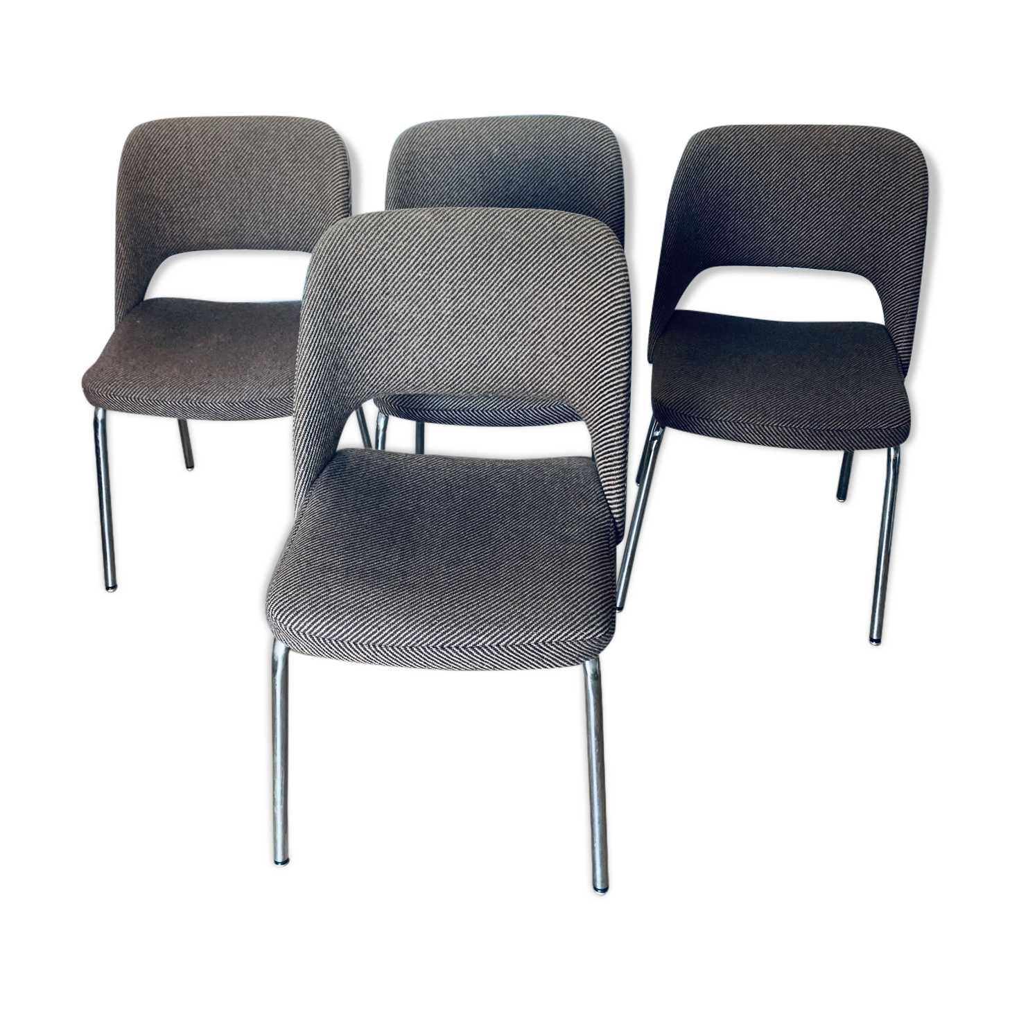 4 fabric and metal chairs
