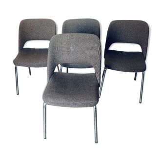 4 fabric and metal chairs