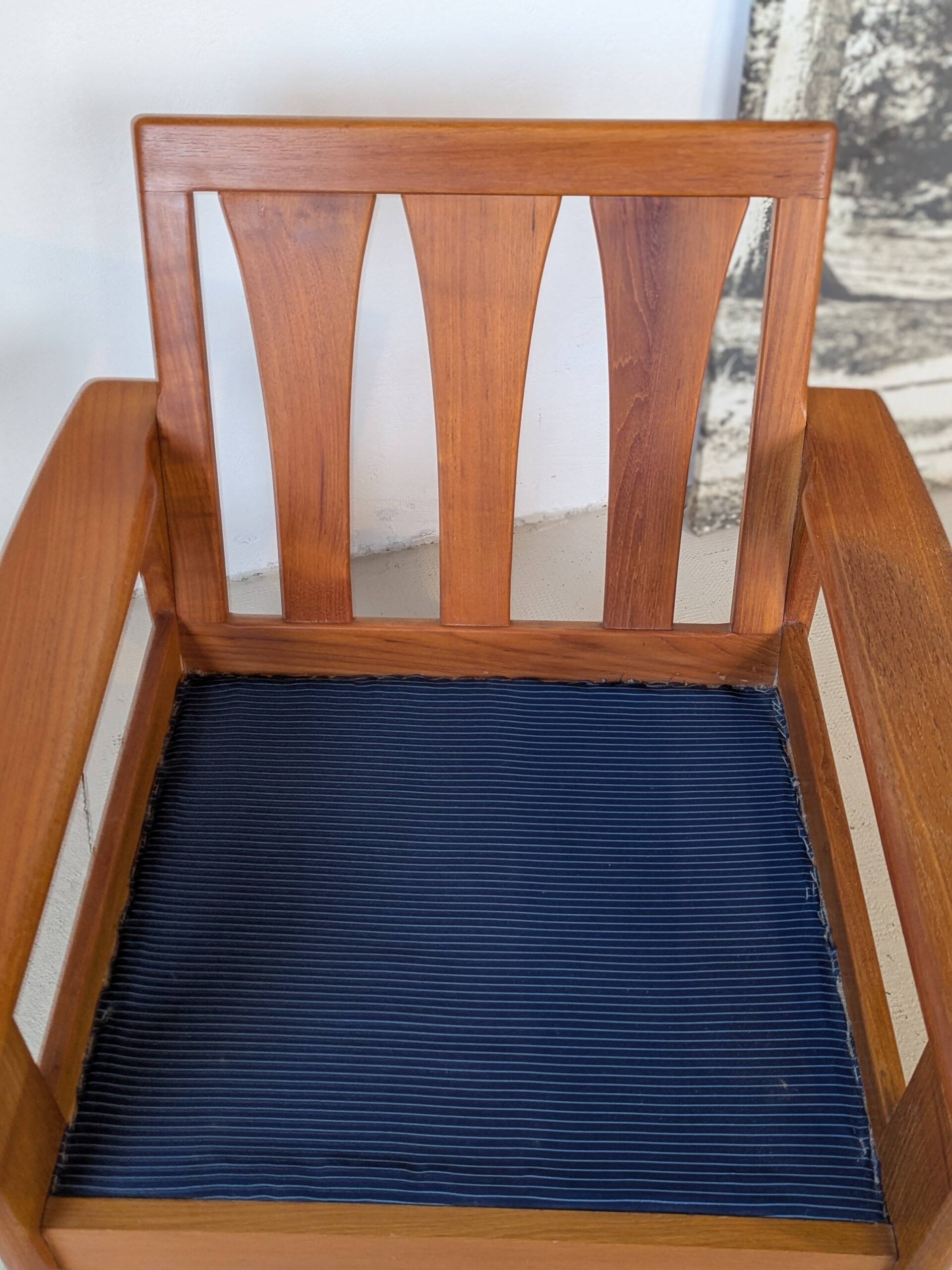 Teak and wool armchair