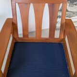 Teak and wool armchair