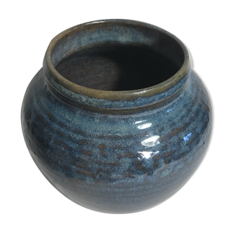 Old ball decoration 70s vintage blue ceramic vase