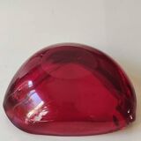 Ashtray/empty pocket in Murano/Italy blown Art glass. Color ruby red/amber