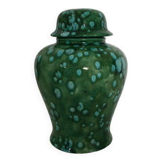 Green ceramic urn