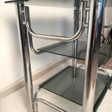 Console smoked glasses, chrome structure, 70s